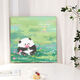熊猫花花diy填充涂色手工手绘涂鸦卡通丙烯油彩画装饰画 hy3888 60*60cm加厚实木内框