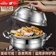 OIMG German 316 steamer 304 stainless steel steamer 1-layer thickened soup pot household single-layer steamer gas induction pot lid/steaming sheet/pot body/all 304 1cm 28CM (suitable for 2-3 people)