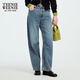 
Teenie Weenie Bear Women's Jeans 2025 Autumn New Retro Washed Slack Comfort Pants Light Blue L