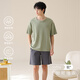 Langsha Pure Cotton Herren-Pyjamas Sommer 2025 Neue Baumwolle große Kurzarm-Set High-End-Heimanzug lose und können im Freien im Freien tragen.
