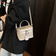 Woodpecker-sensing bag for women 2025 new trendy box small bag popular texture commuter one-shoulder crossbody bucket bag black