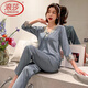 浪莎（LangSha）桑蚕丝绸冰凉睡衣女两件套2025年家居服套装春夏薄款妈妈睡衣 长袖9856中粉套 M 【70-100斤】
