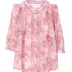 
New summer loose belly-covering temperament chiffon shirt for women with three-quarter sleeves shirt floral stand-up collar top for women Pink M [Suggested 90-100 Jin [Jin equals 0.5 kg]]