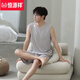 Hengyuanxiang Herren-Weste Shorts Pyjamas Sommermodal Sommer Dünne Plus-Größe Home Clothing für junge Menschen können Anzüge Store-12026 [Modal Anzug] l [vorgeschlagen 100-140jin [Jin gleich 0,5 kg]]]