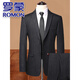 ROMON 100% pure wool men's suit high-end striped spring and autumn business casual no-iron anti-wrinkle light luxury suit black gray dark pattern M 170/48