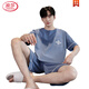 LangSha light luxury high-end rich pajamas men's summer pure cotton short-sleeved thin large-size youth cotton men's home clothing set A679 [Cotton] L [Suggested 110-130Jin [Jin equals 0.5 kg]]