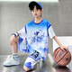 男童夏装球服套装洋气儿童夏季篮球服中大童运动短袖速干衣中国风 DMG-9905-地球球服-蓝色 120 建议身高110cm