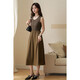TOUCH MISS high-end retro sleeveless dress for women 2025 summer new round neck waist-hugging slim solid color long skirt classic coffee L