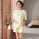 Langsha Pyjamas für Frauen 2025 Sommer Super Soft Laisele Tiansi Baumwolle kurzärmelige Anzug lose und frische Heimkleidung 1289 m [Vorgeschlagen 85-105jin [Jin ist 0,5 kg]]