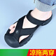 Sandalias de conducción de halcón zapatos conductoras de goma para hombres Sandalias de espiga de espiga calzadas de playa de doble propósito Pesca antideslizante Negro 5155 Sandalias de cabeza de doble propósito 44