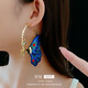 Silver Needle Fabric Butterfly Earrings New Chinese Style National Style High-end Hanfu Cheongsam Earrings Retro Fashion Niche Earrings Silver Needle-Blue Butterfly