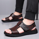 
Woodpecker Casual Leather Sandals for Men 2025 Summer New Thick Solemn All-Match Breathable Beach Shoes Lightweight Comfortable Roman Sandals CLP6189 Brown 38