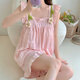 Pushui Fangfang Summer Summer con almohadilla de pecho Pajamas de estilo princesa Set dulce y linda ropa para casa HDS-9930# Color de albaricoque 175 L