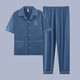 Kuzhang (Kuzhang) Pyjama masculin Pantalon à manches courtes Coton pur Coton Les vêtements de maison minces peuvent être portés à l'extérieur avec un costume décontracté de plus grande taille G3884 pantalon à manches bleues L recommandé 100-120 Jin [Jin est égal à 0,5 kg]