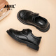 Annil (Annil) boys' leather shoes 2025 new performance small leather shoes children's leather shoes black medium and large children's black leather shoes boys 2477 black 35 inner length 22.6cm/foot length 21.6-22cm
