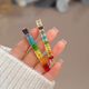 Xiangwan hair clips 2 pieces rainbow lucky crystal bangs clip simple forehead broken hair clip side one-word clip headdress