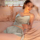 
MONTAGUT pajamas women's summer ice silk 2025 new spring and autumn style sexy suspender collar pajamas three-piece set nightgown set xe6630# blue blue one size m three-piece set