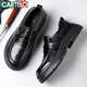 Cartelo Herrenschuhe lässige Lederschuhe Herren dicker alleiner Hand Grip Muster Anti-Falten-Design Herren-Slipper 9913 Hollow 41