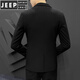 JEEP SPIRIT Men's Casual Suit Korean Slim Small Suit Set Two Buttons Handsome Trendy Wedding Jacket Top Gray Three-piece Set (Top + Pants + Shirt) Pair 3XL (150-165Jin Jin is equal to 0.5kg)