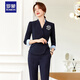 Luo Meng Professional Suit Formal Wear Women's Sales Department Work Clothes Interview Suit Hotel Front Desk Workwear Stewardess Uniform Summer Blue Collar Long Sleeve Navy Suit + Pants L