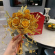 Cup Horse Chinese Style Bride Wedding Handd Fleur Fleur Golden Rose Wedding Gift Wedding Handmade DIY XIUHE CADEAU le meilleur ami Rose de la Rose - Sac à base + boîte-cadeau transparente + sac cadeau