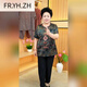 FR.YH.ZH晚年之美妈妈装中老年人女装奶天衬衫短袖套装老人衣服宽松套装MR T6627红色【套装】 XL