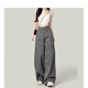 Jeanswest Cement Grey American Wide Legs Arbeiten für Frauen 2025 Neue Retro High Taille Sommer Straight Jeans Dünne Grey-Tuers xl