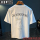 JEEP SPIRIT夏季短袖T恤男潮流刺绣印花速干上衣宽松薄款高密度针织体恤 浅粉色 【HJ6630】 L 适合115-130斤穿