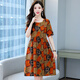 Vestido impreso de Hengyuanxiang Summer NUEVO estilo Femenino Femenino de gran tamaño Madre Estilo de reducción de edad y adelgazamiento Retro de mediana edad y anciana