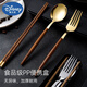 
Disney Student Portable Tableware Set Stainless Steel Chopsticks Spoon Fork Three-Piece Set Office Worker Travel Tableware Storage Box [Gold] Spoon + Chopsticks + Box