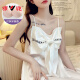 Yalu sexy nightgown women pajamas summer 2025 new suspender pure and lustful ribbon chest pad home clothing TY-1355-Strawberry flower with chest pad removable chest M