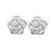 Lingmeng Hong Kong Silver Earrings 9999 Sterling Silver Earrings for Women Rose Silver Earrings Earrings for Mom Hypoallergenic Rose Earrings + Certificate 3.59g