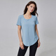 LULUUVTTOH Summer Pilates short-sleeved yoga wear for women, loose, slim, long, lightweight running T-shirt, fitness blouse top, frost blue S