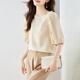 Olj Light Luxury Brand T-Shirt für Frauen im Jahr 2025 Sommer Neue Fünf-Punkte-Hülle schwarze Ohrringe modische runde Hals-Age-reduzierende Chiffon-Top-Bildfarbe S 85-100jin [Jin entspricht 0,5 kg]