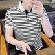 Pierre Cardin Haut-giron à rayures T-shirt pour hommes T-shirt Coton Coton Summer à manches courtes NOUVEAU TRENDE CAS CAS CASSET T-shirt 983 Braves noires [de haute qualité] M 85-100jin [Jin est égal à 0,5 kg]