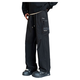 QLTQZQ Junior et Senior High School Students Long Pantalon Boys Spring and Automne Teenagers Lignes larges Sports droits et charge de loisirs K9855 Black M 80-100Jin [Jin est égal à 0,5 kg]