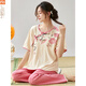 Modal pajamas for women in summer 2025 new short-sleeved suit thin imitation cotton trousers new Chinese style can be worn outside home LZY9905 M (recommended 75-95Jin [Jin equals 0.5 kg])