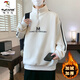 Holzspecker (Tucano) neuer Stil und Samt verdickte Sweatshirt für Jungen, Junior- und Senioren-Schüler, halb Schildkrötenhals-Basishemd für Teenager, Herbst- und Winter-Herrenkleidung 10710-R683 Black Plus Samt verdickte L 10-120jin [Jin gleich 0,5 kg]