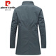 皮尔卡丹（pierre cardin）2025春秋季新款立领风衣男中长款高端商务休闲男装上衣绅士外套 黑色 2XL 185/100XXL