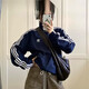 阿迪达斯 （adidas）男女2025夏款经典条纹立领藏青复古夹克外套 IR9893 藏青IR9893  M