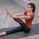 Spoon Yoga Clothing Set for Women Short Sleeve Large Size Quick-Drying Fitness Clothing with Chest Pad Thin Fat mm Outer Wear Running Sport Set Brick Red Top (with Chest Pad) + Cropped Pants Set L (100-120Jin [Jin equals 0.5 kg])