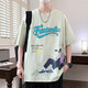 Kuzhang (Kuzhang) Camiseta de manga corta de verano para niños, estudiantes de secundaria y senior de secundaria de algodón puro algodón de algodón para adolescentes y niños grandes y modernos camisetas guapas JT693 beige M 75-105Jin [Jin equivale a 0.5 kg]