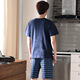 SEPTWOLVES quality men's pajamas summer pure cotton short sleeve shorts casual cotton plus fat plus size men's home clothing set 9905 models XL 140-160Jin [Jin equals 0.5 kg]