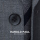 HAROLD PAUL dark gray striped no-iron anti-wrinkle suit men's business casual dark gray XL recommended 65-75kg (refer to the size chart)