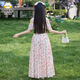
Dingdang Cat Girls Dress Summer 2025 New Children's Dress Summer Clothing Medium-Grand Child Fashion Little Girl Floral Princess Dress 9665 Color - Long Skirt 140