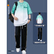 
MDNG summer teenager short-sleeved T-shirt suit men's handsome high school students match a set of sports trendy clothes. Two-piece set [6169 Lake Blue + 7081 Ice Silk Pants] M [suitable for 80-100Jin [Jin equals 0.5 kg]]