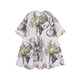 JNBY/Jiangnan Buyi 25 summer new dress Little Flower Cyclamen Print Medium Sleeve Round Neck A-type 5P4G15430 690/Pink S