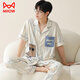 
Cat Man (MiiOW) pajamas men summer pure cotton short-sleeved trousers thin men's cute cartoon 2025 new student home clothing set Flagship store-694 L