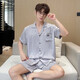 莫代尔高端新款男式睡衣夏季短袖短裤冰丝薄款凉感家居服大码套装夏天男 3899浅灰色 XL (体重141到160)