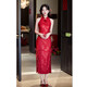 Nuit kui mince en dentelle de cheongsam avec rouge long coul coul
